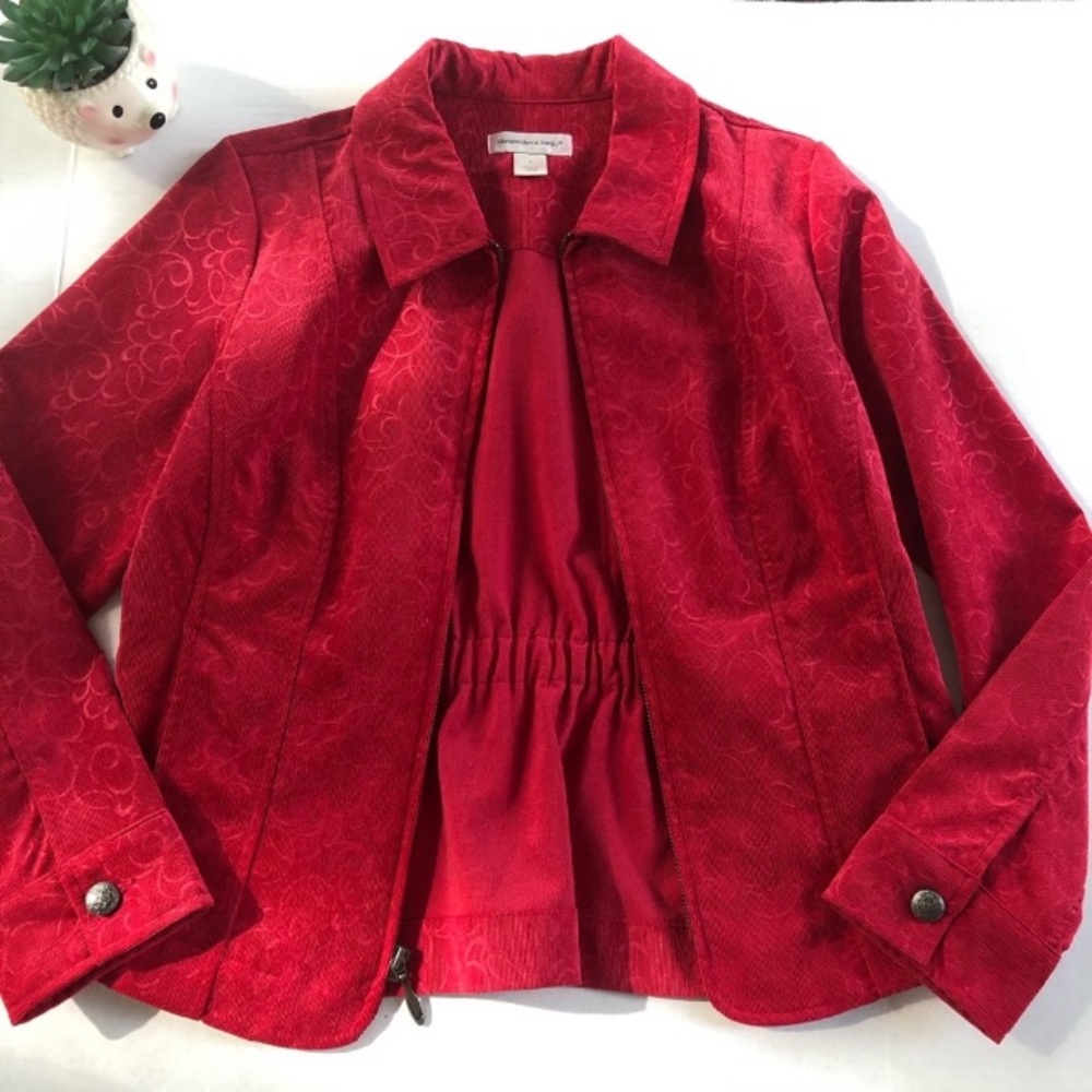 Red Holiday Jacket With Zipper